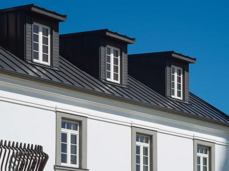 Black Metal Roofing on Modern Home